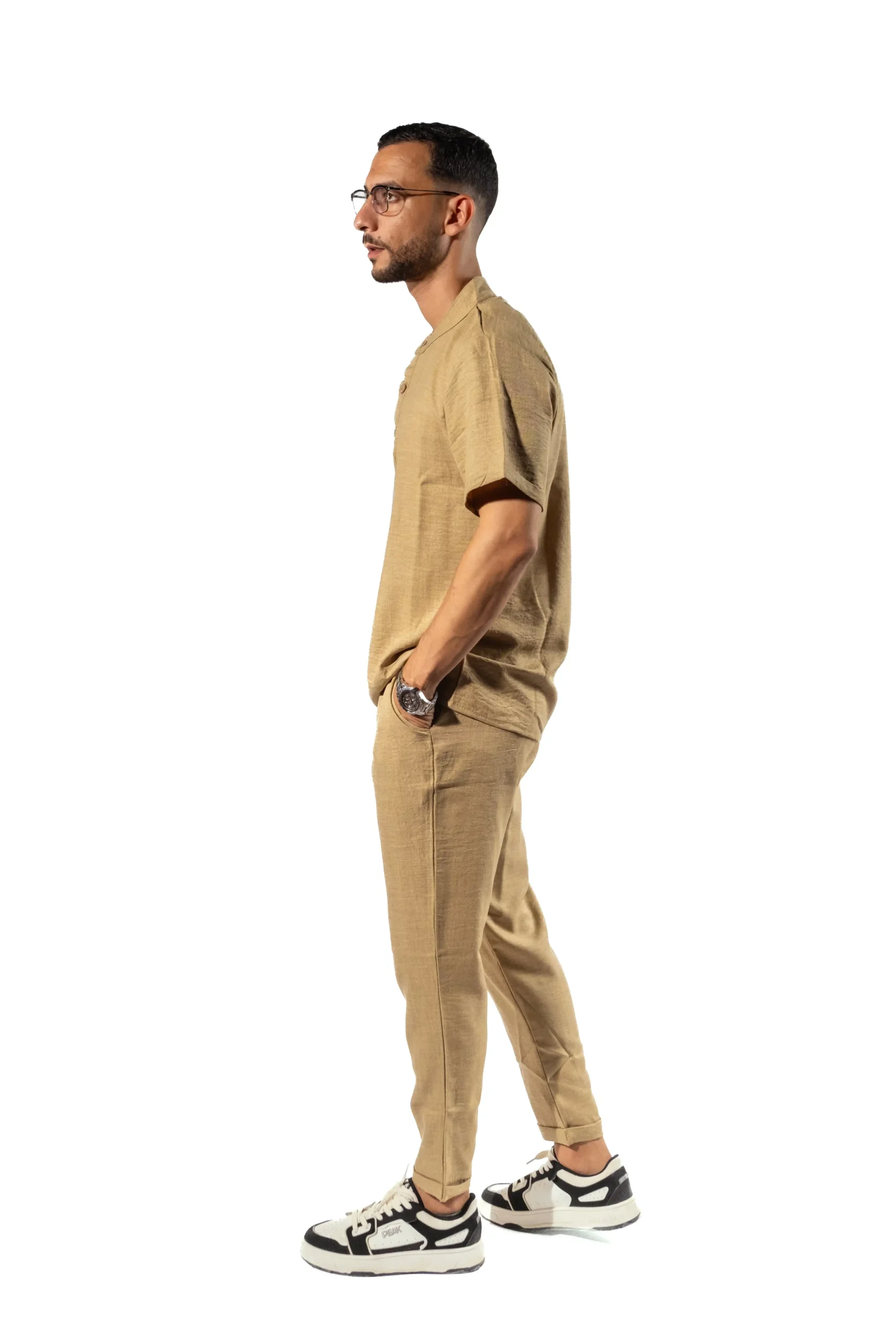 beige_compressed-scaled-1.webp Ensemble Lin Beige (Pantalon + Chemise) - Image 1